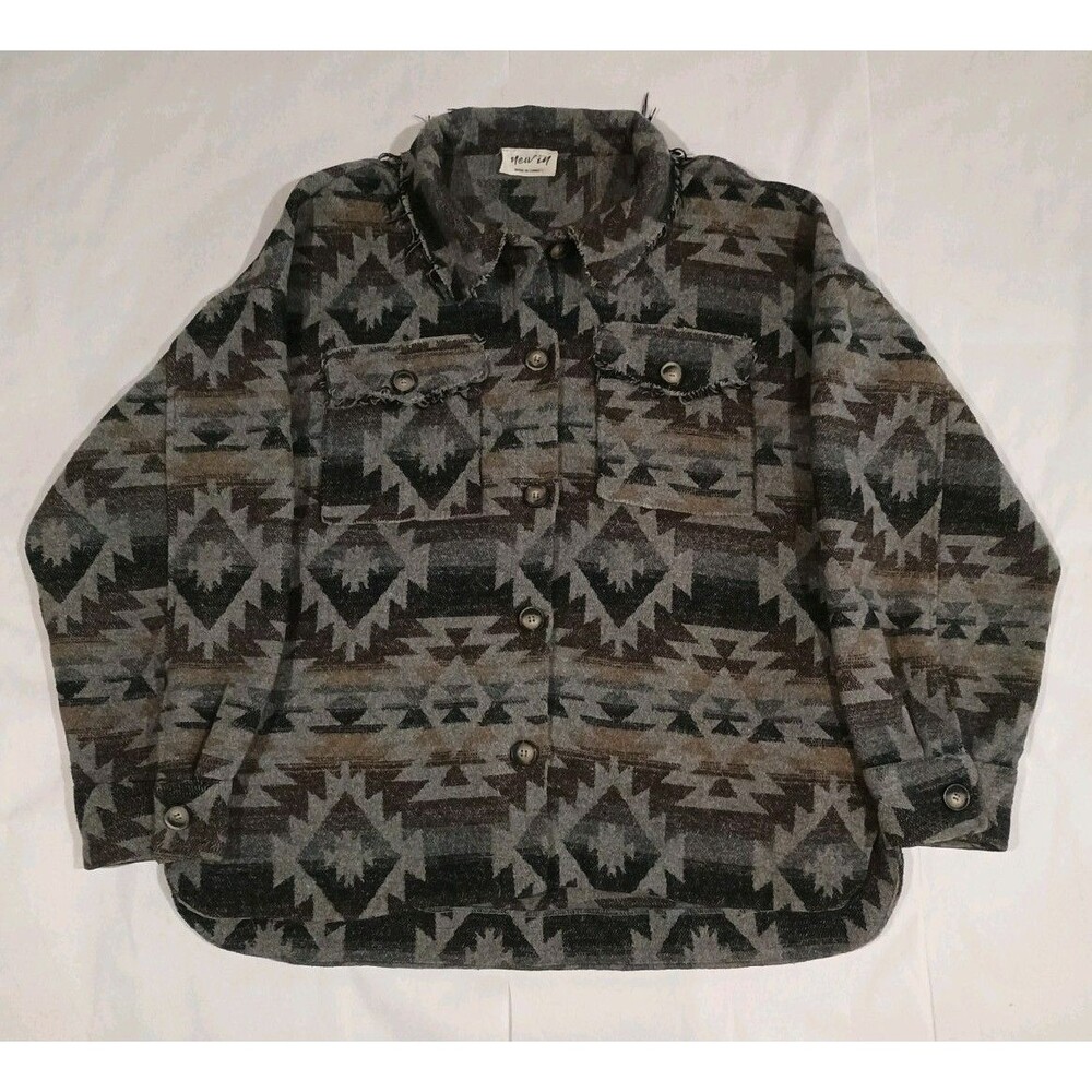 Aztec Print Shacket By New In Geometric Southwestern Fringe Jacket Size L